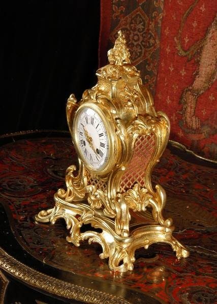 fig 2. ***** SOLD ***** Antique French Rococo Boudoir Table Clock ~ Samuel Marti